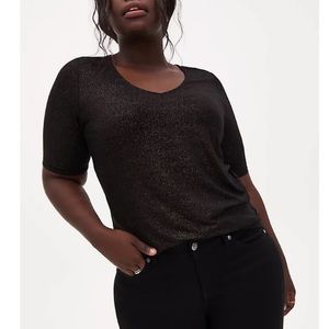 MTorrid Marigold Sparkle Jersey Elbow Sleeve Top